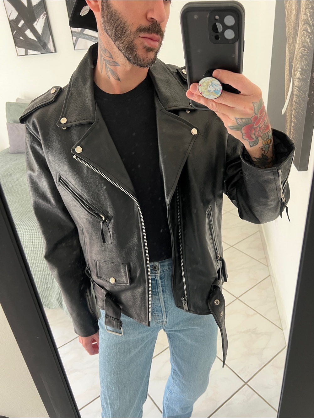 Classic Black Leather Biker Jacket